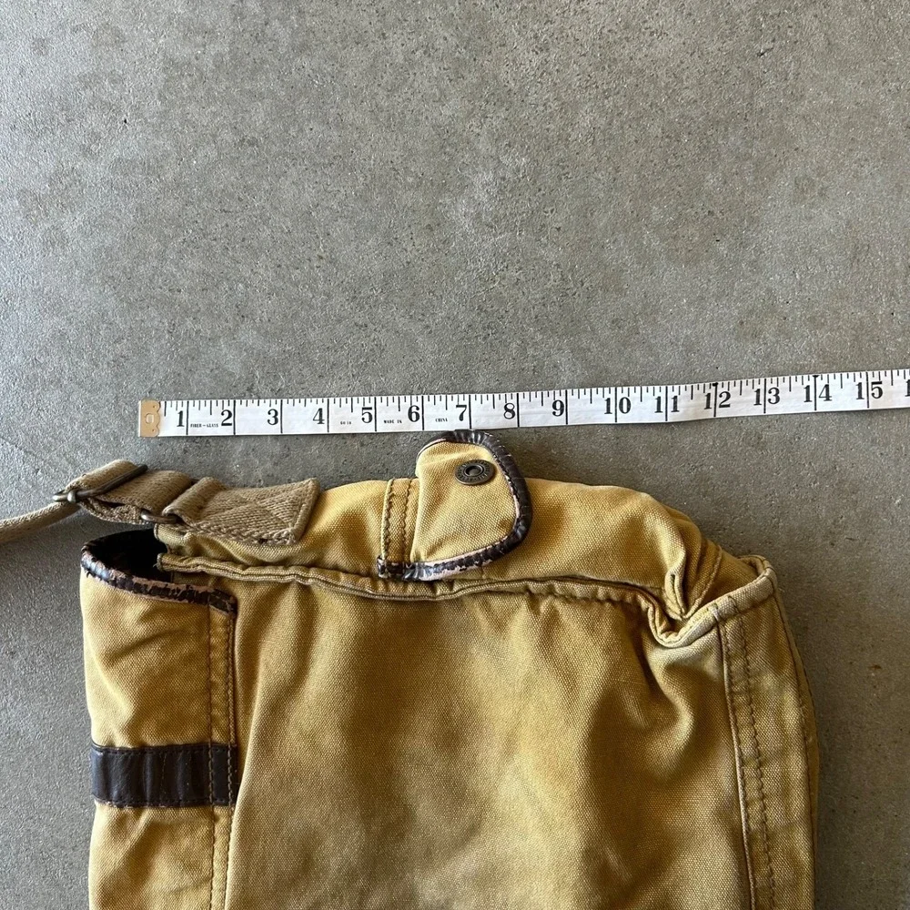 Vintage Y2K Aeropostale Canvas Messenger Bag Tan Brown Leather Shoulder Bag